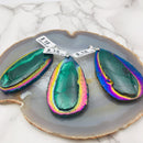 natural malachite pendant teardrop shape rainbow plated 