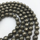 pyrite faceted round beads