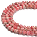 High Quality Rhodochrosite Smooth Round Beads 8mm 9mm 10mm 11mm 12mm 13mm 14mm 15.5" Strand