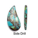 Chrysocolla Curved Drop Pendant Center/Side Drill 25x50mm Sold By Piece