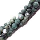 natural moss agate matte round beads