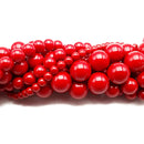 Red Shell Pearl Smooth Round Beads 4mm 6mm 8mm 10mm 15.5" Strand