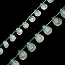 Natural Green Prehnite Smooth Teardrop Top Drill Beads 8x12mm 10x15mm 15.5" Strd