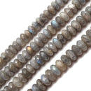 Natural Dark Labradorite Faceted Rondelle Beads Size 5x10mm 15.5" Strand