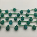 dyed green quartz faceted teardrop beads