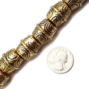 Vintage Acrylic Antique Etched Gold Drum Barrel Beads 18x20mm 15.5" Strand
