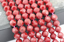 red crystal glass faceted round beads