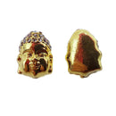 buddha head charm gold plated copper with micro pave rhinestone