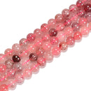 Genuine Strawberry Quartz Smooth Round Beads Size 6mm 8mm 10mm 12mm 15.5''Strand