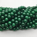 solid green dyed jade smooth round beads