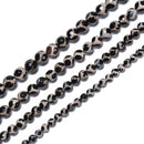 Black & White Tibetan Agate Faceted Round Beads 6mm 8mm 10mm 12mm 14mm 15.5"Strd