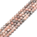 2.0mm Large Hole Pink Zebra Jasper Smooth Round Beads 6mm 8mm 10mm 15.5'' Strand