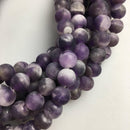 large hole teeth amethyst matte round beads