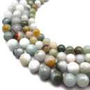 Natural Green Multi-Color Jade Smooth Round Beads 8mm 10mm 15.5" Strand
