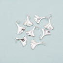 925 Sterling Silver Gingko Leaf Charm Pendant Size 13.5x16mm 3pcs per Bag