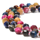 Multi Color Tiger Eye Prism Cut Double Point Beads Size 7x8mm 15.5'' Strand