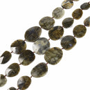 Labradorite Graduated Irregular Faceted Slab Slice Beads 20-45x25-55mm 15.5" Str