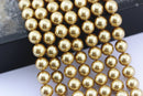 gold shell pearl smooth round beads