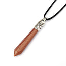 goldstone pendant silver plated hexagonal healing leather chain
