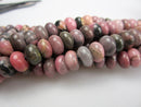 large hole rhodonite smooth rondelle beads