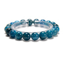 Natural Blue Apatite Smooth Round Beaded Bracelet Size 8mm 10mm 7.5'' Length