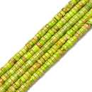 Bright Green Sea Sediment Jasper Heishi Discs Beads 2x4mm 3x6mm 15.5" Strand