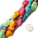 2.0mm Large Hole Blue/Pink/Green/Orange Magnesite Turquoise Skull Beads 15.5" Strand