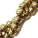 Vintage Acrylic Antique Etched Gold Rondelle Discs Beads 13x18mm 15.5" Strand