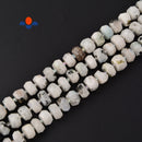 White Moonstone Black Specks Faceted Rondelle Beads 6x10mm 7x12mm 15.5'' Strand