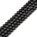 Natural Black Spinel Smooth Round Beads Size 6mm 8mm 10mm 15.5'' Strand