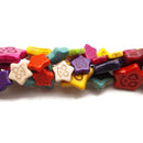 Multi Color Howlite Turquoise Flat Star Face Beads 12mm 20mm 15.5" Strand