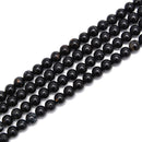 Black Tourmaline With Brown Matrix Smooth Round Beads 6mm 8mm 10mm 15.5" Strand