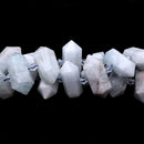 Multi Blue Aquamarine Graduated Center Drill Points Beads 13-25mm 15.5" Strand