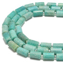 Green Amazonite Faceted Cylinder Beads Size 10x16mm 15.5'' Strand