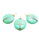 green howlite turquoise tree pendant copper wire wrap round