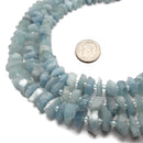 Natural Aquamarine Irregular Discs Beads Approx 4x10mm 15.5" Strand