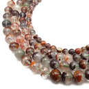 Phantom Garden Quartz Smooth Round Beads 6mm 7mm 8mm 9mm 10mm 11mm 15.5" Strand