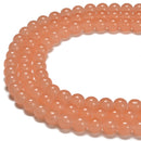 Orange Peach Crystal Glass Smooth Round Beads Size 6mm 8mm 10mm 15.5" Strand