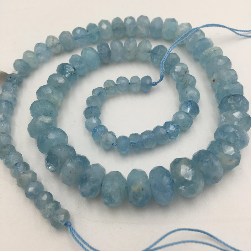 aquamarine graduated faceted rondelle beads