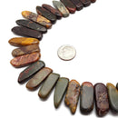 Cherry Red Creek Jasper Graduated Slab Slice Stick Points Beads 20-70mm 15.5" Strand