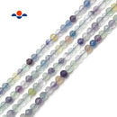 Multi Color Fluorite Faceted Round Beads Size 3mm 4mm 15.5" Strand