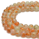 Orange Splash Glass Beads Smooth Round Beads Size 14mm 15.5" Strand
