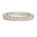 Beige Glass Pearl Smooth Round Bracelet Beads 6mm 8mm 10mm 12mm 7.5'' Length