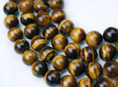 Yellow Tiger's Eye Smooth Round Beads 4mm 6mm 8mm 10mm 12mm 14mm - 20mm 15.5" Strand