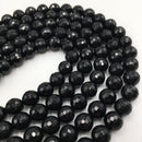 black onyx faceted round beads