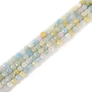Natural Aquamarine Faceted Square Cube Dice Beads Size 4 mm 15.5" Strand
