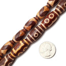 Red Antique Tibetan Dzi Agate Barrel Drum Beads 12x24mm 15x33mm 15.5" Strand