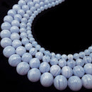 natural blue lace agate smooth round beads