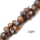 Dark & Light Brown Antique Tibetan Dzi Agate Rondelle Beads 12x15mm 15.5" Strand
