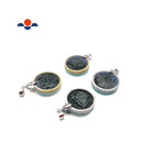 Malachite Silver/Gold Plated Edge Blue Round Pendant Size 25mm Sold Per Piece